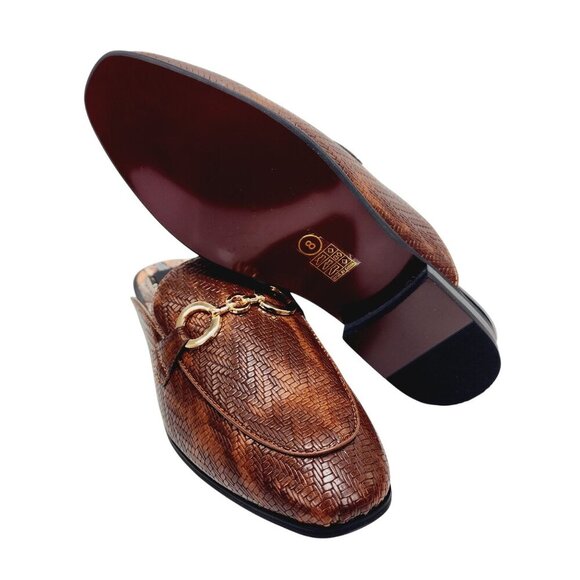 Jitai Womens Brown Slip-On Loafers With Gold Buckle Accent Size 8 Faux Leather - Picture 10 of 13